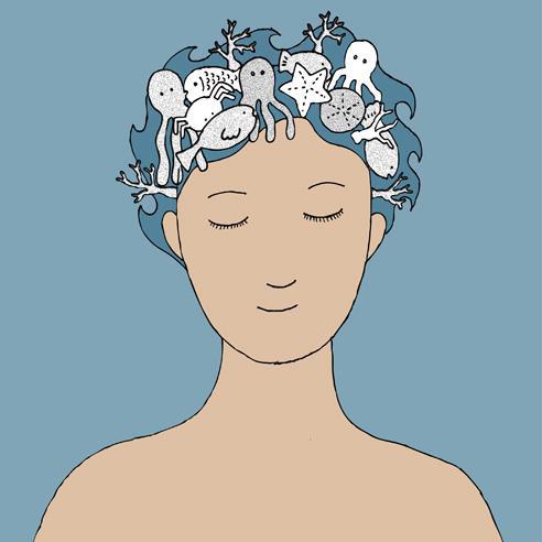 "El mar en mi pelo", ilustración by Valeria Zelaya Lacayo (Nicaragua, 1978)