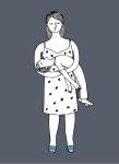 Mujer con hijo. Ilustración. Por Valeria Zelaya&nbsp;Lacayo.