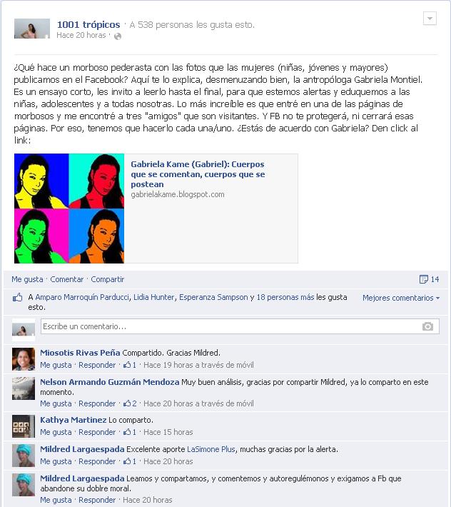 Es una foto del post de ayer en la Fan Page del blog 1001 trópicos. Den click y les lleva al contenido actualizado.