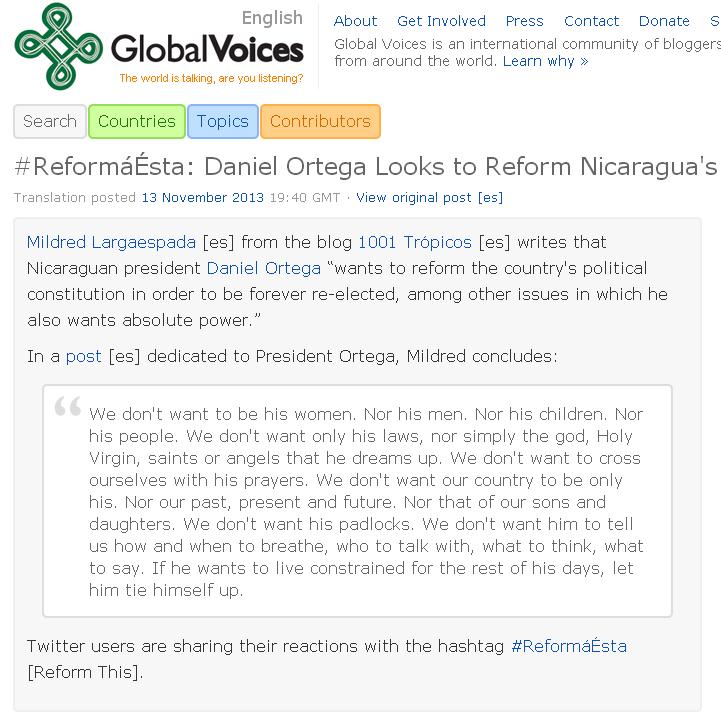 Así luce el artículo en el sitio de Global Voices. Hacé click en la foto para que te lleve al sitio.