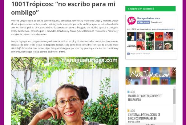 Este blog furioso ya está en Managua Furiosa. Toma de pantalla de la portada de la edición del sitio ManaguaFuriosa.com.