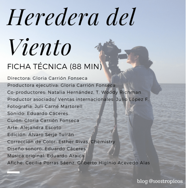 FICHA TÉCNICA (Heredera del viento, 88 min.)Directora Gloria Carrión Fonseca Productora ejecutiva Gloria Carrión FonsecaCo-productores Natalia Hernández, T. Woody RichmanProductor as